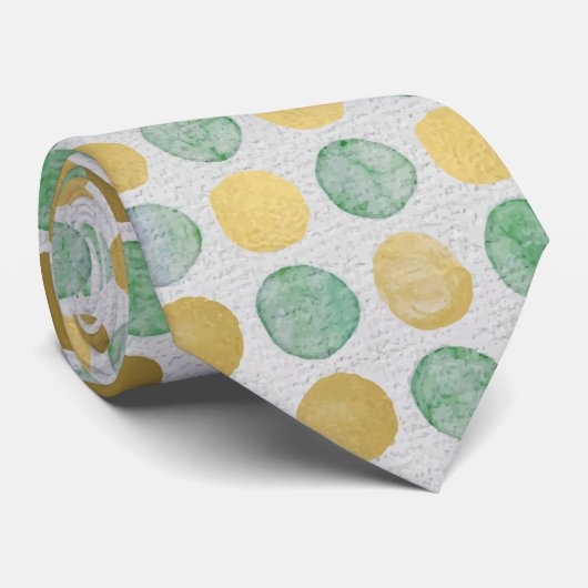 Cravate Points Retro Gold, Brown & Turquoise Hommes (Roulé)