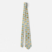 Cravate Points Retro Gold, Brown & Turquoise Hommes (Dos)