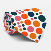 Cravate Points Rétro | Orange Rose Bleu (Roulé)