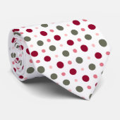Cravate points roses et verts sauge (Roulé)