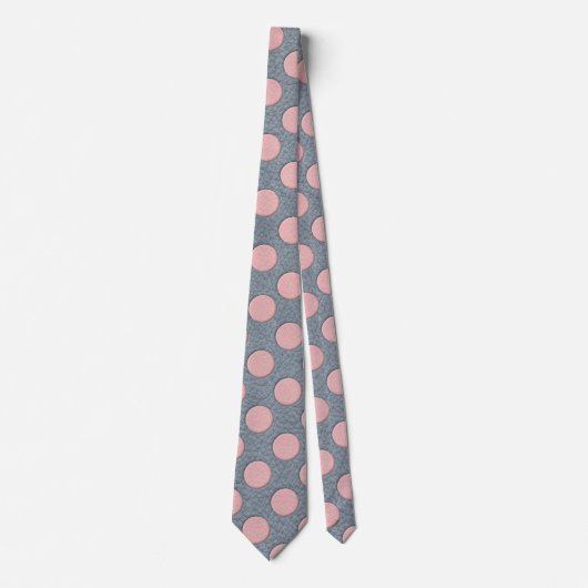 Cravate Points roses sur impression cuir gris (Devant)