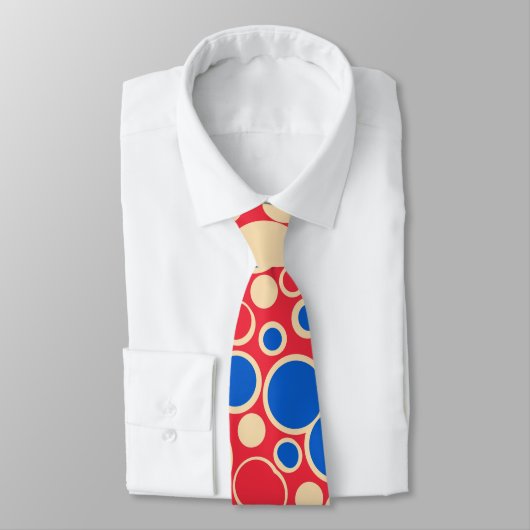 Cravate Points Rouge Et Bleu Sur Rouge (Attaché)
