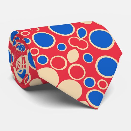 Cravate Points Rouge Et Bleu Sur Rouge (Roulé)