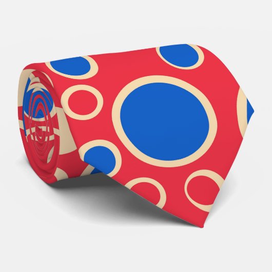 Cravate Points Rouge Et Bleu Sur Rouge (Roulé)