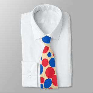 Cravate Points Rouge Et Bleu Sur Tan