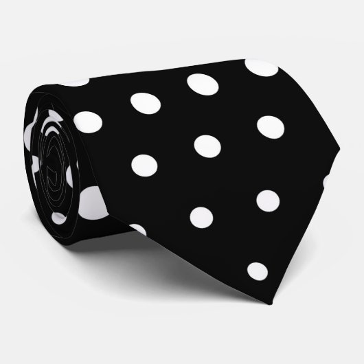 Cravate Points Techno blancs Noir moderne (Roulé)
