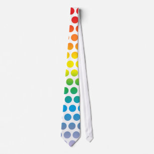 Cravate Pois arc-en-ciel blanc