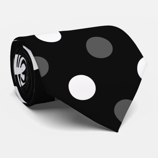 Cravate Pois blanc noir (Roulé)