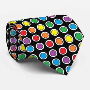 Cravate Pois blanc, noir et d'arc-en-ciel