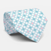 Cravate Pois blanc rose bleu rétro (Roulé)