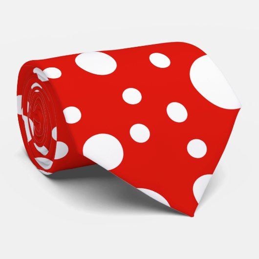 Cravate Pois blanc rouge (Roulé)