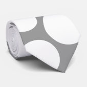 Cravate Pois blanc sur le gris (Roulé)