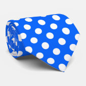 Cravate pois blancs en bleu royal (Roulé)