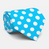 Cravate Pois blancs sur bleu électrique (Roulé)