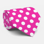 Cravate Pois blancs sur fuchsia (Roulé)