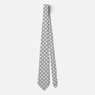 Cravate Pois blancs sur gris
