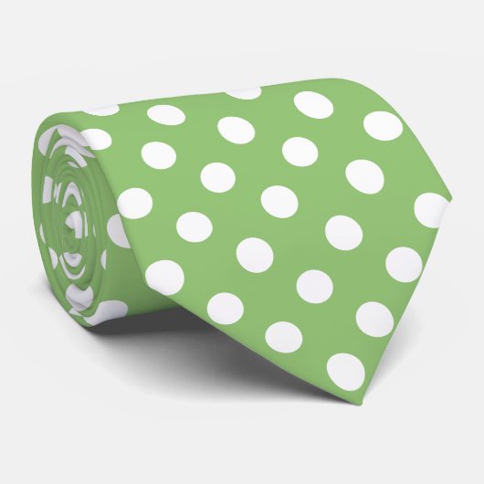 Cravate Pois blancs sur Pistachio Green (Roulé)