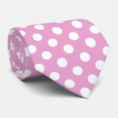Cravate Pois blancs sur rose pâle (Roulé)