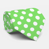 Cravate Pois blancs sur vert pomme (Roulé)