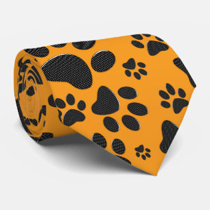 Cravate Pois de chien noir et blanc Pointe Polka sur dahli