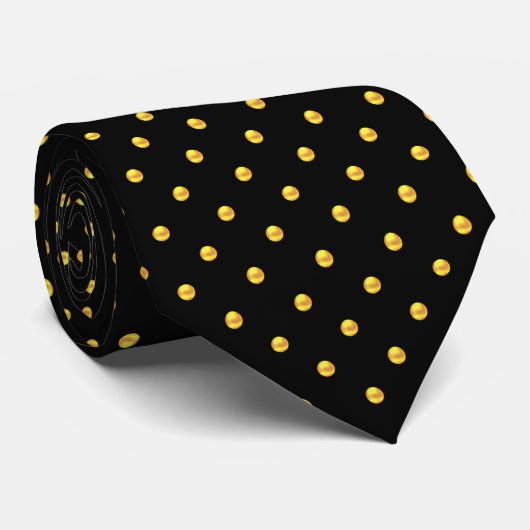 Cravate Pois d'or Elegant moderne sur noir (Roulé)