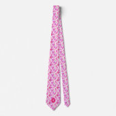 Cravate Pois doux rose vif Floral (Devant)