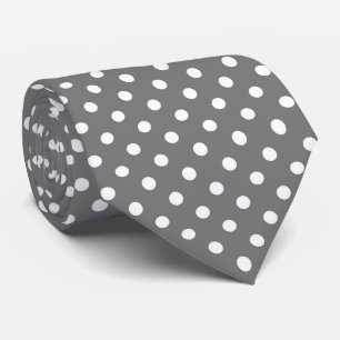 Cravate Pois gris et blanc