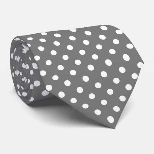 Cravate Pois gris et blanc (Roulé)