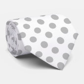 Cravate Pois gris sur blanc (Roulé)