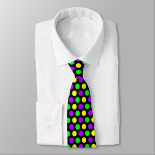 Cravate Pois jaune pourpre vert Noir Mardi Gras