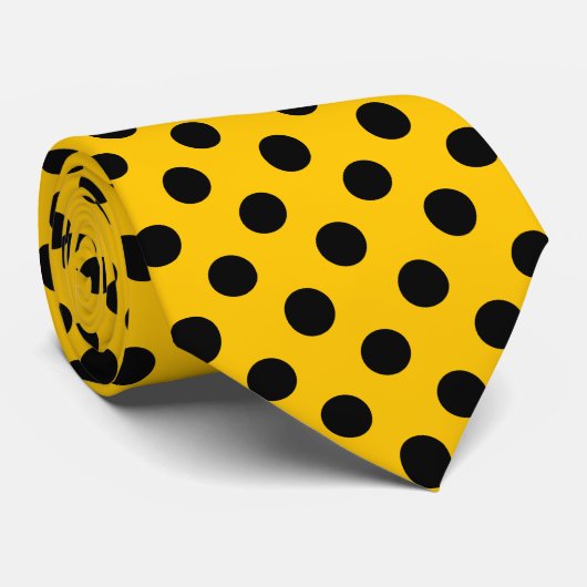 Cravate Pois noirs sur jaune (Roulé)