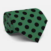Cravate Pois noirs sur vert kelly (Roulé)