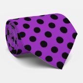 Cravate Pois noirs sur violet (Roulé)