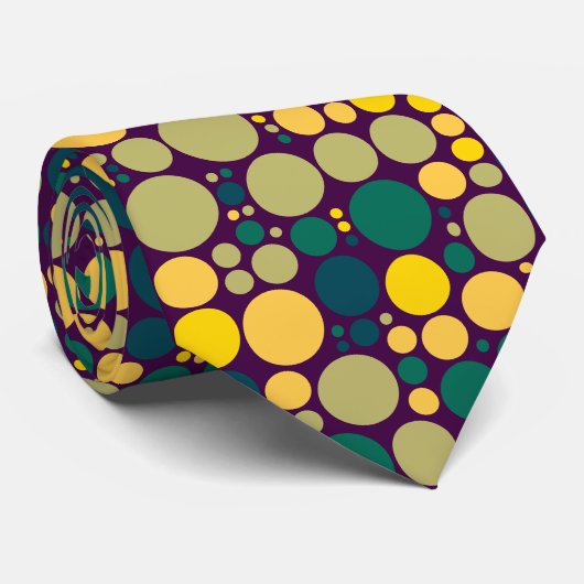 Cravate Pois rétro vert et jaune (Roulé)