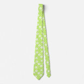 Cravate Pois rétro vert vif avec motif floral (Devant)