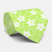 Cravate Pois rétro vert vif avec motif floral (Roulé)