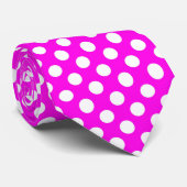 Cravate pois rose cool et blanc (Roulé)