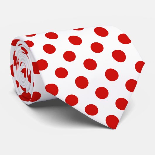 Cravate Pois rouges et blancs (Roulé)