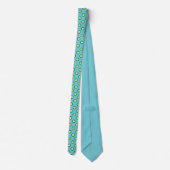 Cravate Pois vert blanc orange sur bleu clair (Dos)