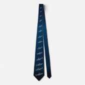 Cravate Poisson Baignade Bleu Océan Blanc Ligne Art Neckti (Devant)