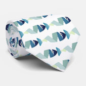 Cravate Poisson bleu de natation Abstraite (Roulé)