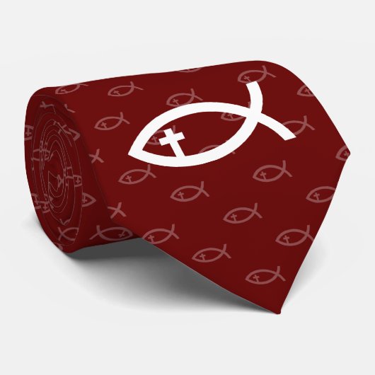 Cravate Poisson chrétien avec roux foncé (Roulé)