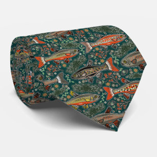 Cravate Poisson d'eau douce Design élégant Truite de ruiss