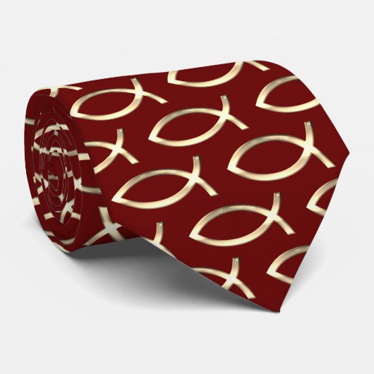 Cravate Poisson d'or | Rouge foncé (Roulé)