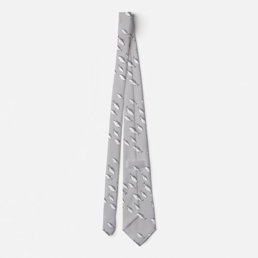 Cravate Poisson gris monochrome (Dos)