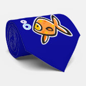 Cravate Poisson rouge bleu (Roulé)