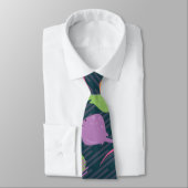 Cravate Poisson Stingray Retro Pop Neon Abstrait (Attaché)