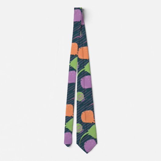 Cravate Poisson Stingray Retro Pop Neon Abstrait (Dos)