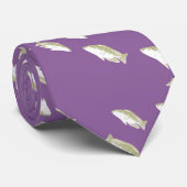 Cravate Poisson sur violet (Roulé)