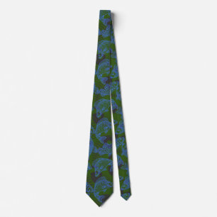 Cravate Poissons Motif 03 Os cachés.B D Vert BG